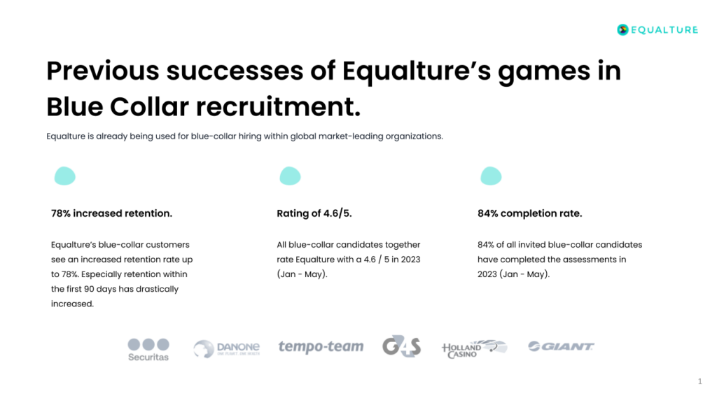 Successes of Equalture games in blue collar recruitment